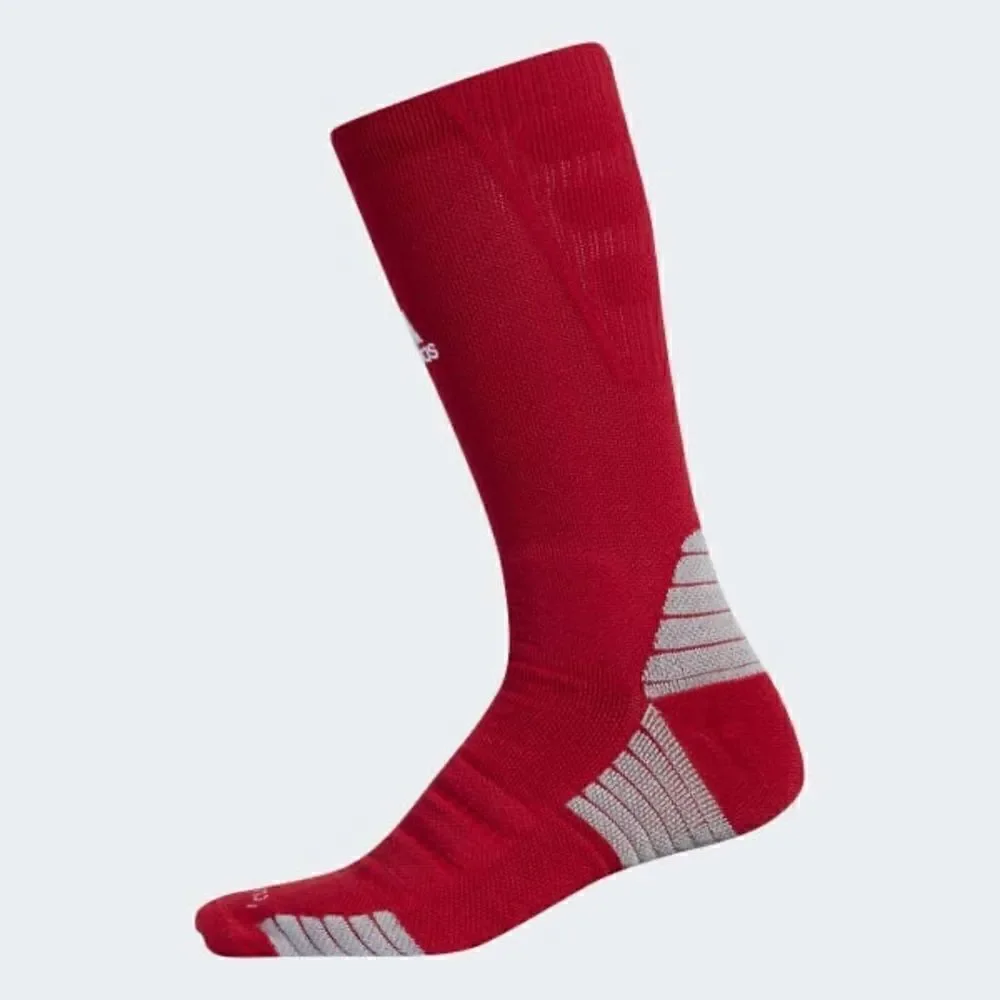 Adidas Alphaskin Full Cushioning Athletic Socks Crew Length Size M 6.5 - 9 Red